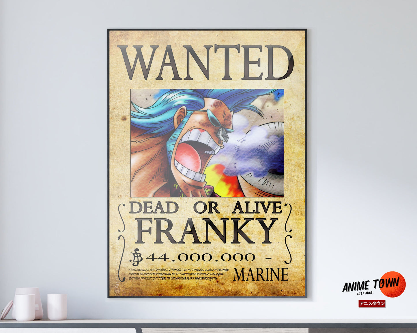 Anime Town Creations Poster One Piece Franky Wanted Poster 11" x 17" Home Goods - Anime One Piece Poster