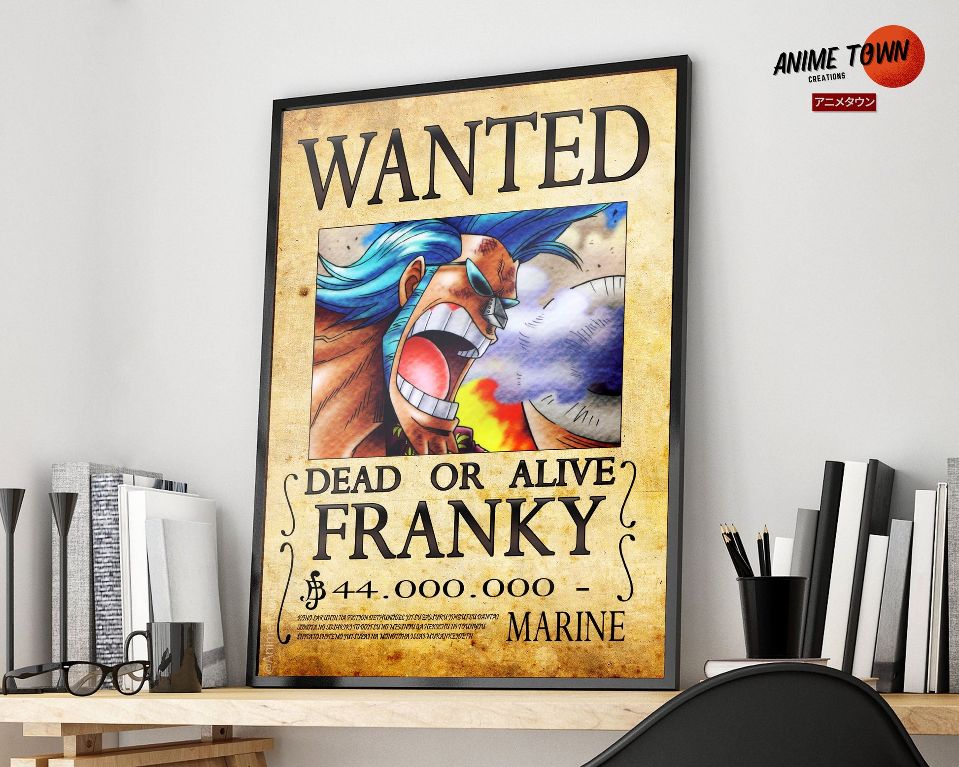 Anime Town Creations Poster One Piece Franky Wanted Poster 11" x 17" Home Goods - Anime One Piece Poster