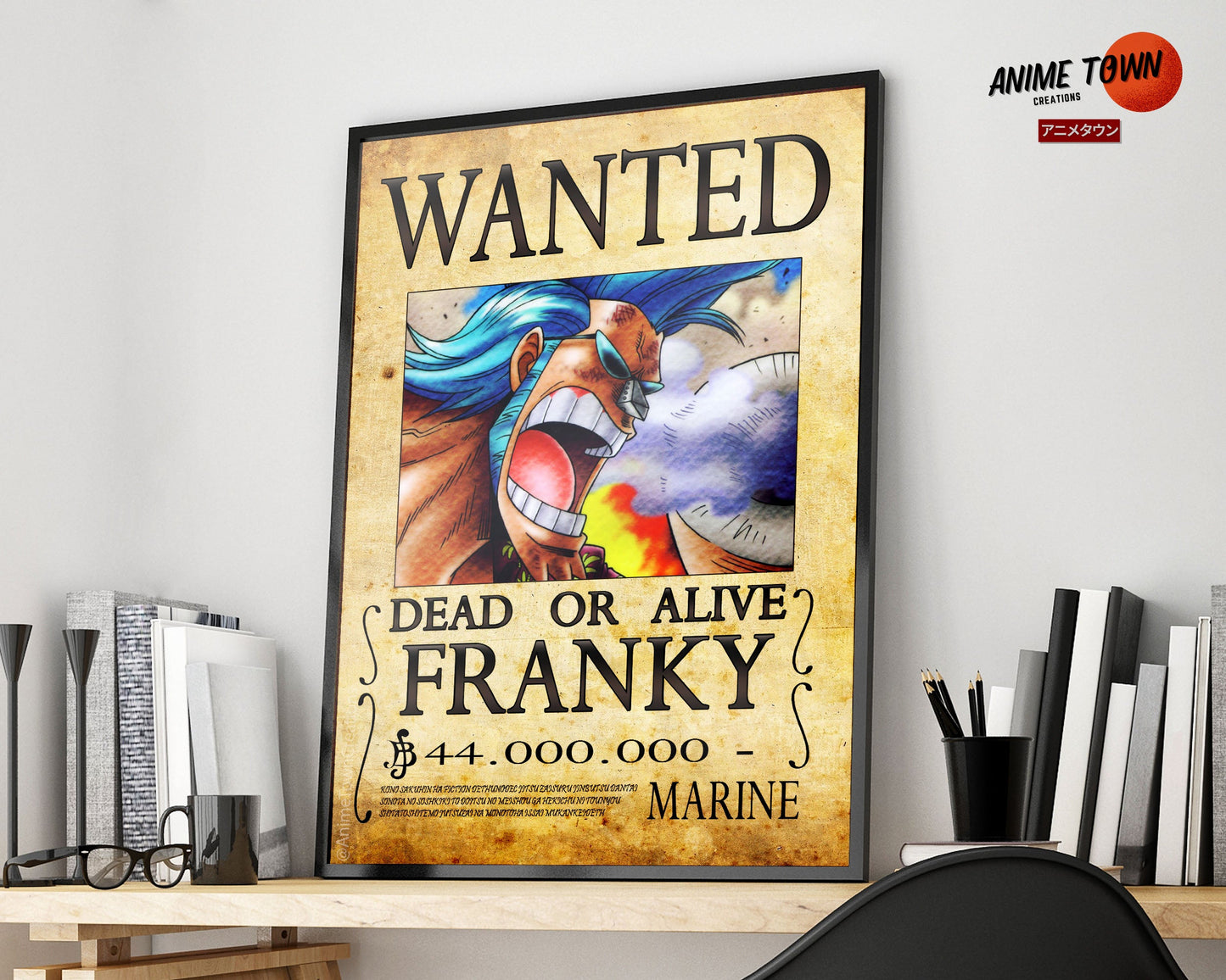 Anime Town Creations Poster One Piece Franky Wanted Poster 5" x 7" Home Goods - Anime One Piece Poster