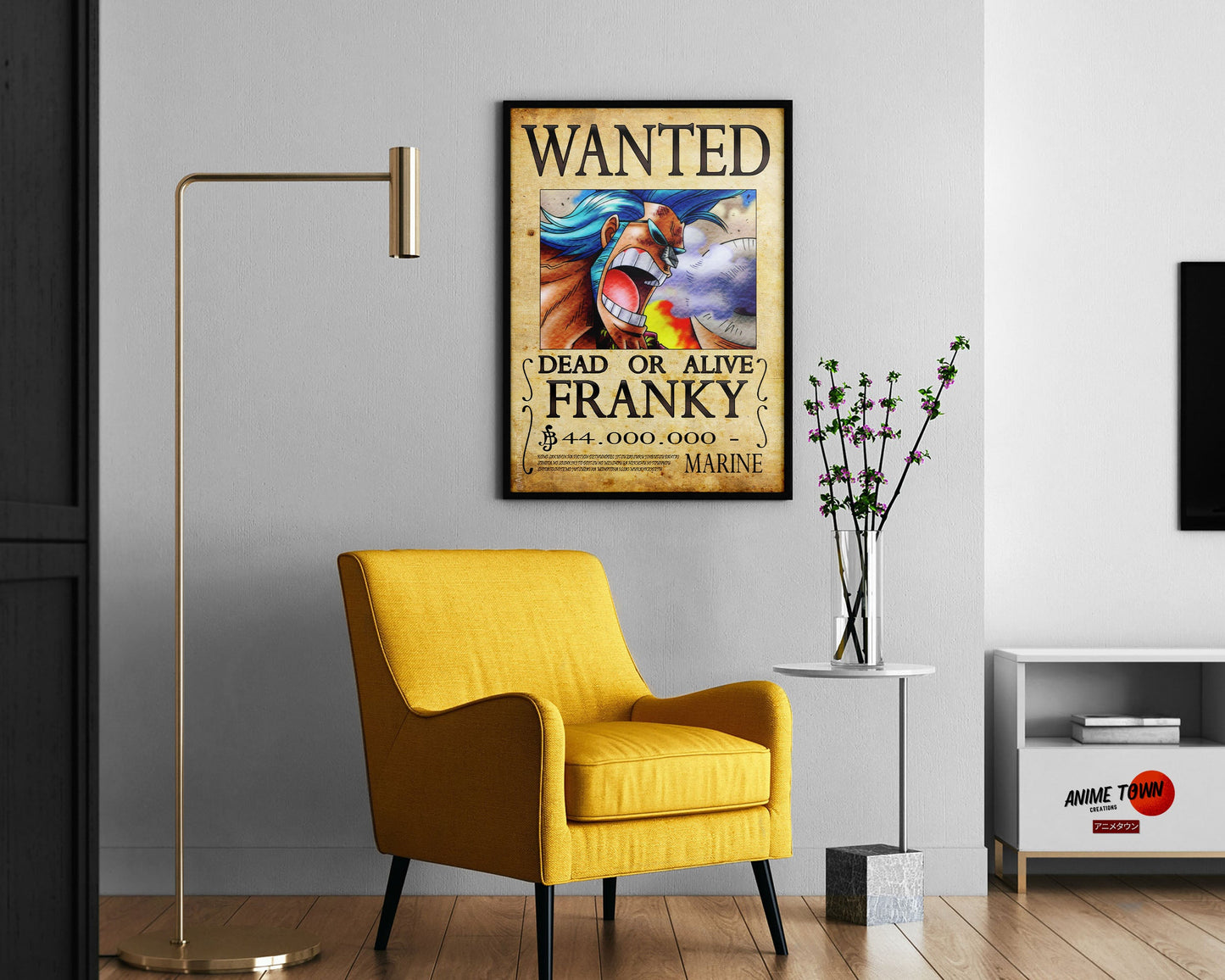 Anime Town Creations Poster One Piece Franky Wanted Poster 11" x 17" Home Goods - Anime One Piece Poster