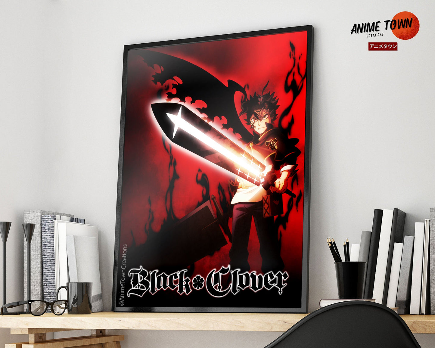 Anime Town Creations Poster Black Clover Asta Red 11" x 17" Home Goods - Anime Black Clover Poster