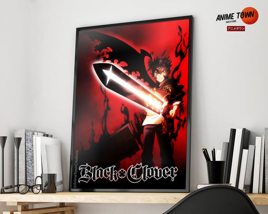 Anime Town Creations Poster Black Clover Asta Red 5" x 7" Home Goods - Anime Black Clover Poster