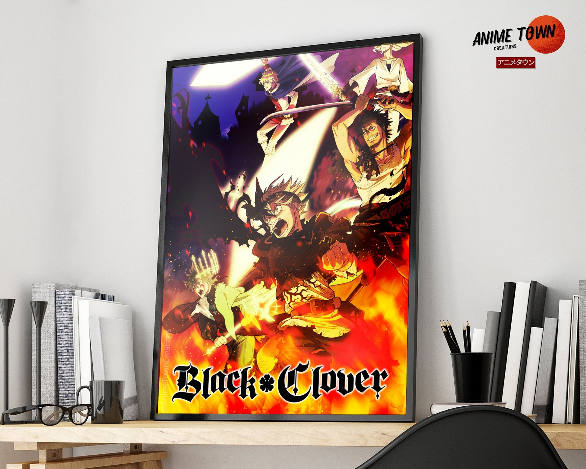 Anime Town Creations Poster Black Clover Flames 11" x 17" Home Goods - Anime Black Clover Poster