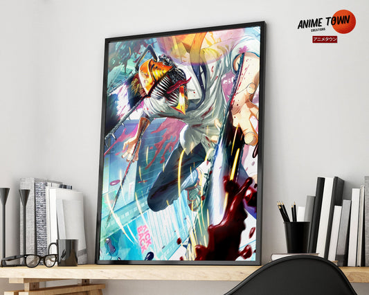 Anime Town Creations Poster Chainsaw Man Artistic 5" x 7" Home Goods - Anime Chainsaw Man Poster