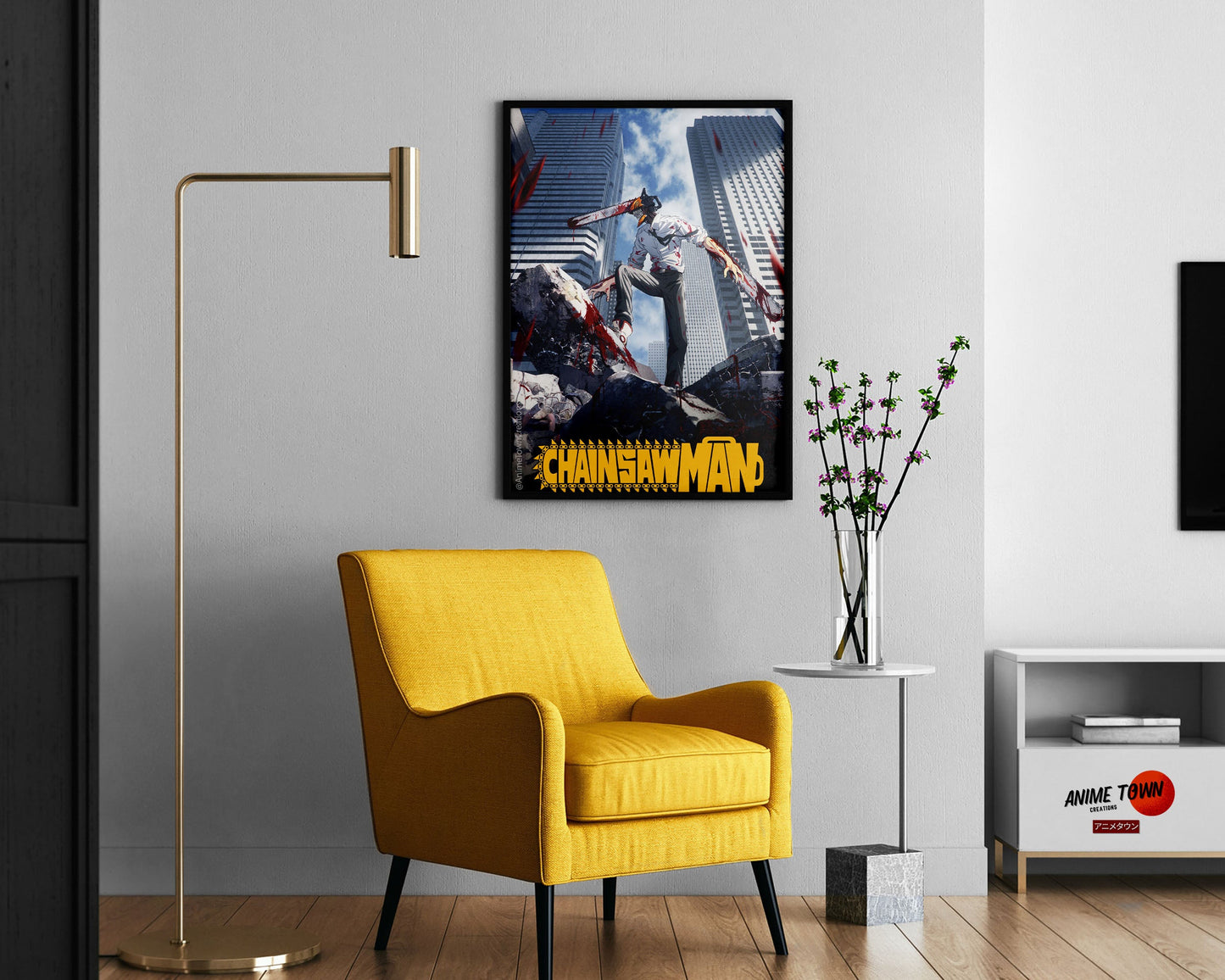 Anime Town Creations Poster Chainsaw Man Cityscape 11" x 17" Home Goods - Anime Chainsaw Man Poster