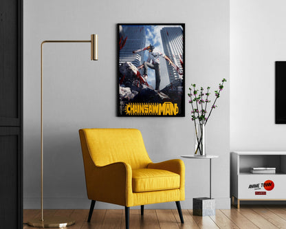 Anime Town Creations Poster Chainsaw Man Cityscape 11" x 17" Home Goods - Anime Chainsaw Man Poster