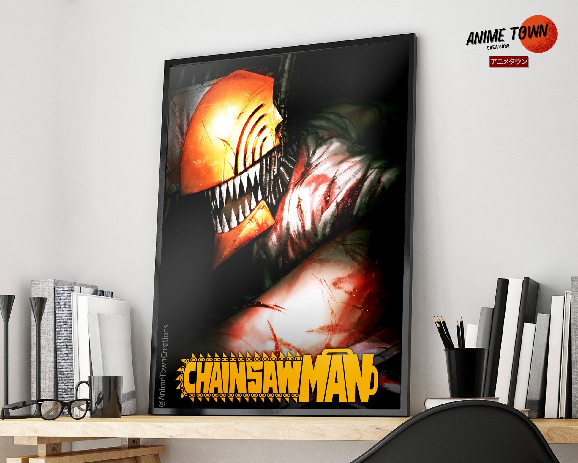 Anime Town Creations Poster Chainsaw Man Cover 11" x 17" Home Goods - Anime Chainsaw Man Poster
