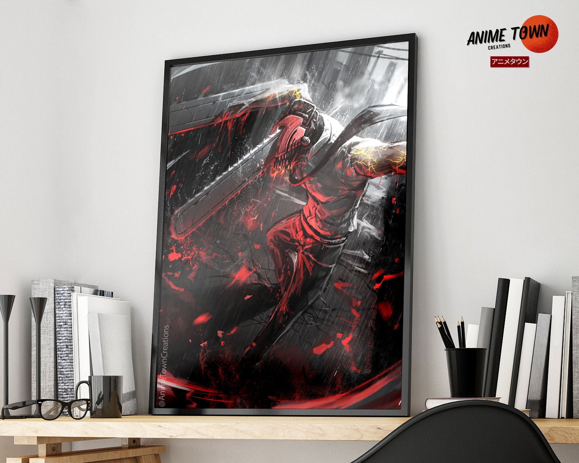 Anime Town Creations Poster Chainsaw Man Denji Hybrid 11" x 17" Home Goods - Anime Chainsaw Man Poster