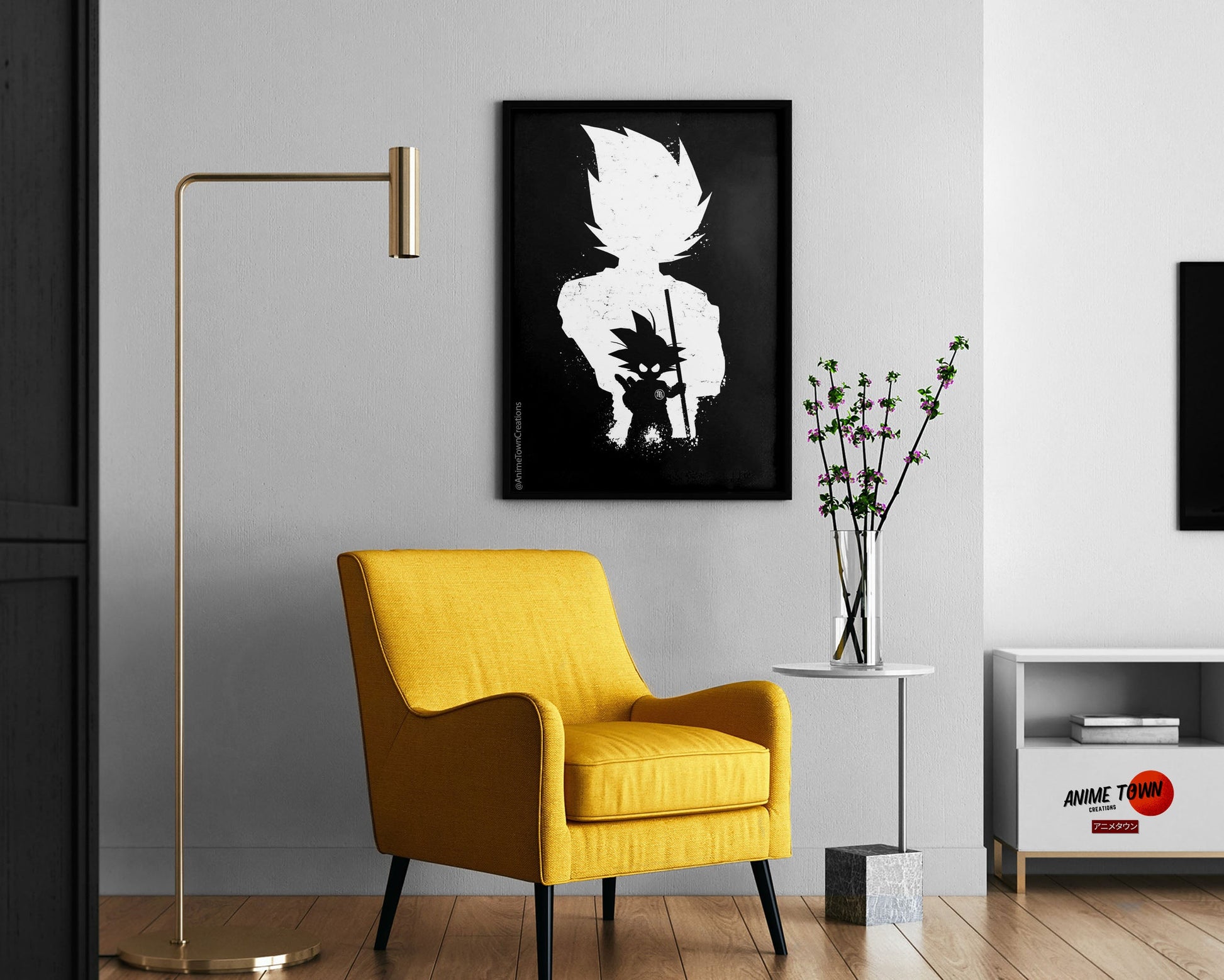 Anime Town Creations Poster Dragon Ball Goku Minimalist Black 11" x 17" Home Goods - Anime Dragon Ball Poster