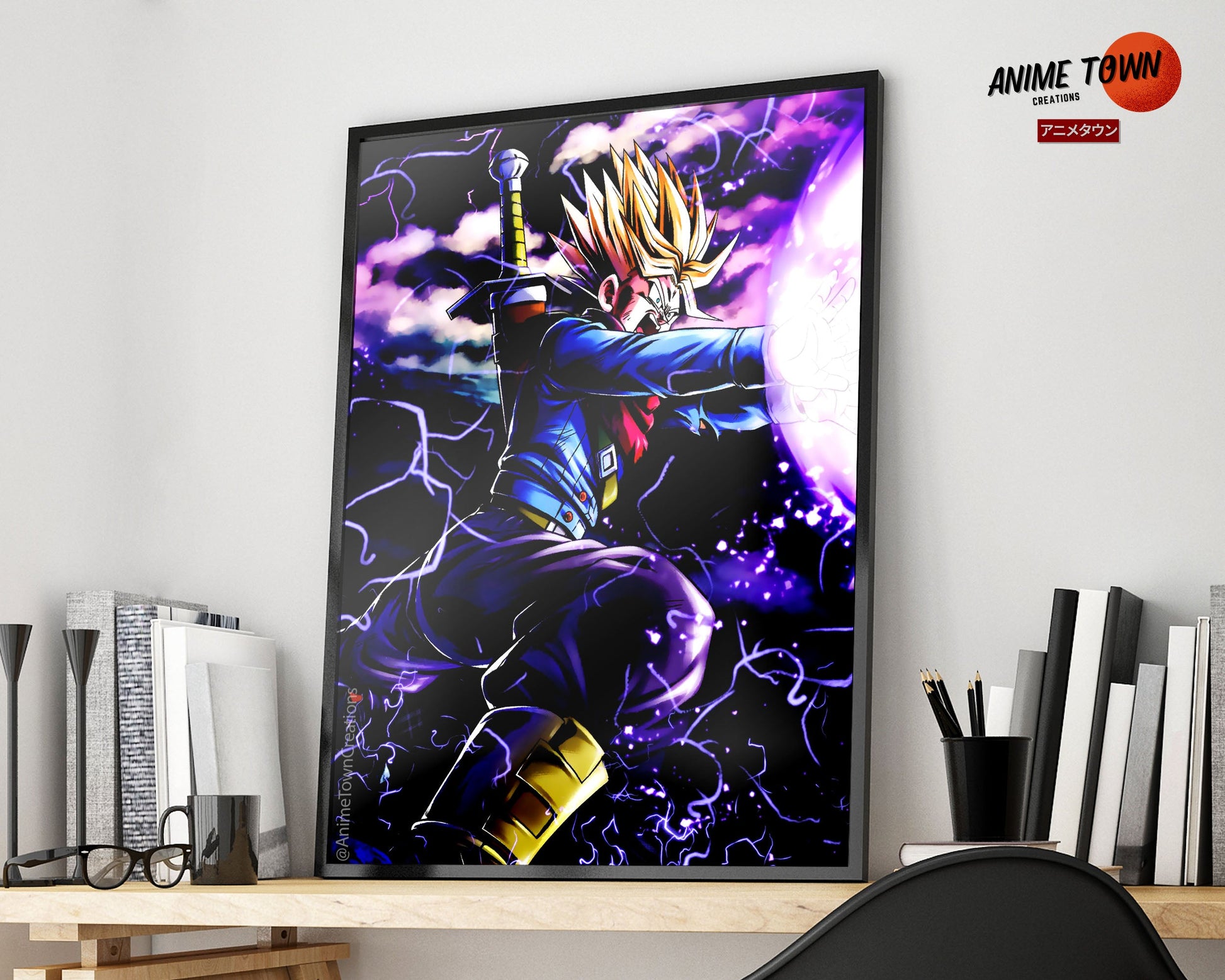 Anime Town Creations Poster Dragon Ball Trunks Blast 11" x 17" Home Goods - Anime Dragon Ball Poster