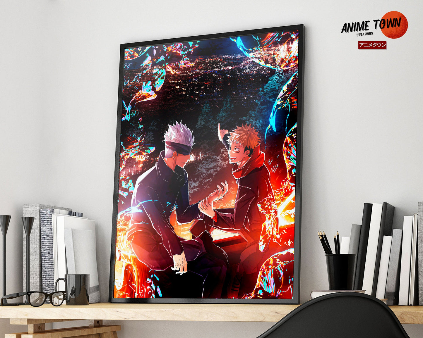 Anime Town Creations Poster Jujutsu Kaisen Yuji and Satoru 11" x 17" Home Goods - Anime Jujutsu Kaisen Poster