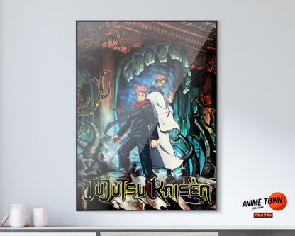 Anime Town Creations Poster Jujutsu Kaisen Yuji vs Sukuna 11" x 17" Home Goods - Anime Jujutsu Kaisen Poster