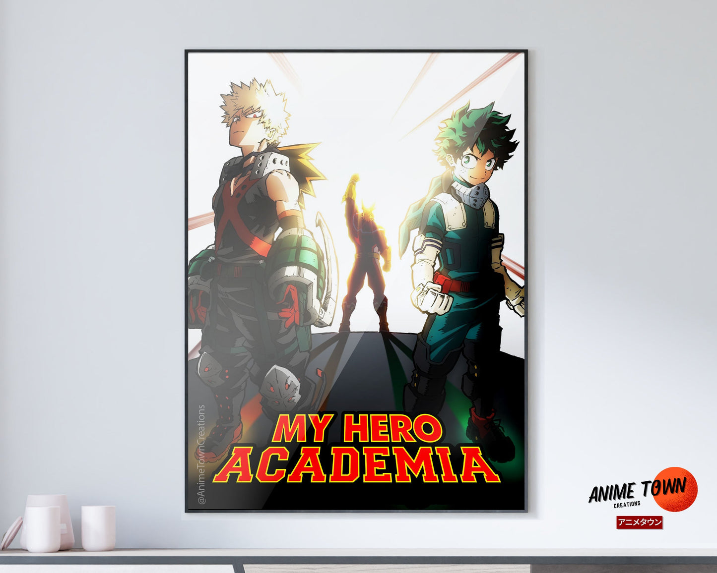 Anime Town Creations Poster My Hero Academia Bakugo, Deku vs All Might 5" x 7" Home Goods - Anime My Hero Academia Poster