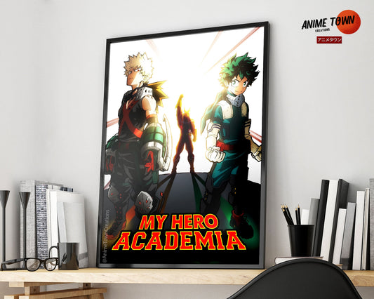 Anime Town Creations Poster My Hero Academia Bakugo, Deku vs All Might 5" x 7" Home Goods - Anime My Hero Academia Poster