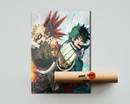 Anime Town Creations Poster My Hero Academic Bakugo vs Midoriya 5" x 7" Home Goods - Anime My Hero Academia Poster