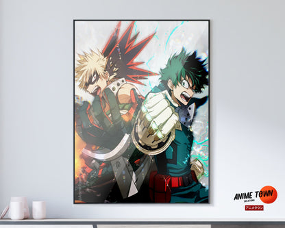 Anime Town Creations Poster My Hero Academic Bakugo vs Midoriya 11" x 17" Home Goods - Anime My Hero Academia Poster