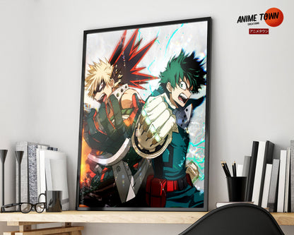 Anime Town Creations Poster My Hero Academic Bakugo vs Midoriya 5" x 7" Home Goods - Anime My Hero Academia Poster