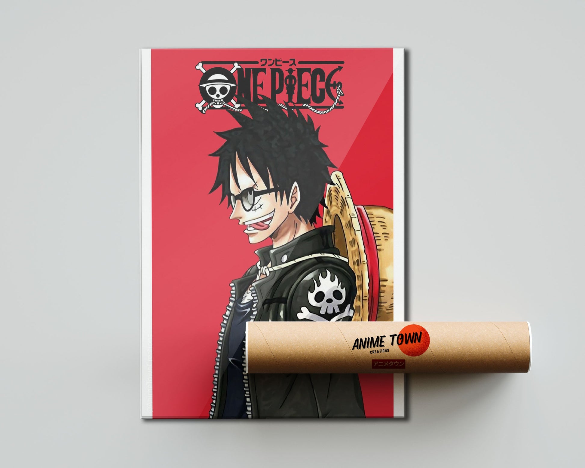 Anime Town Creations Poster One Piece Minimalist Red 5" x 7" Home Goods - Anime One Piece Poster