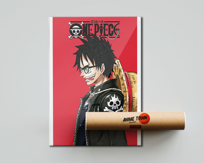 Anime Town Creations Poster One Piece Minimalist Red 5" x 7" Home Goods - Anime One Piece Poster