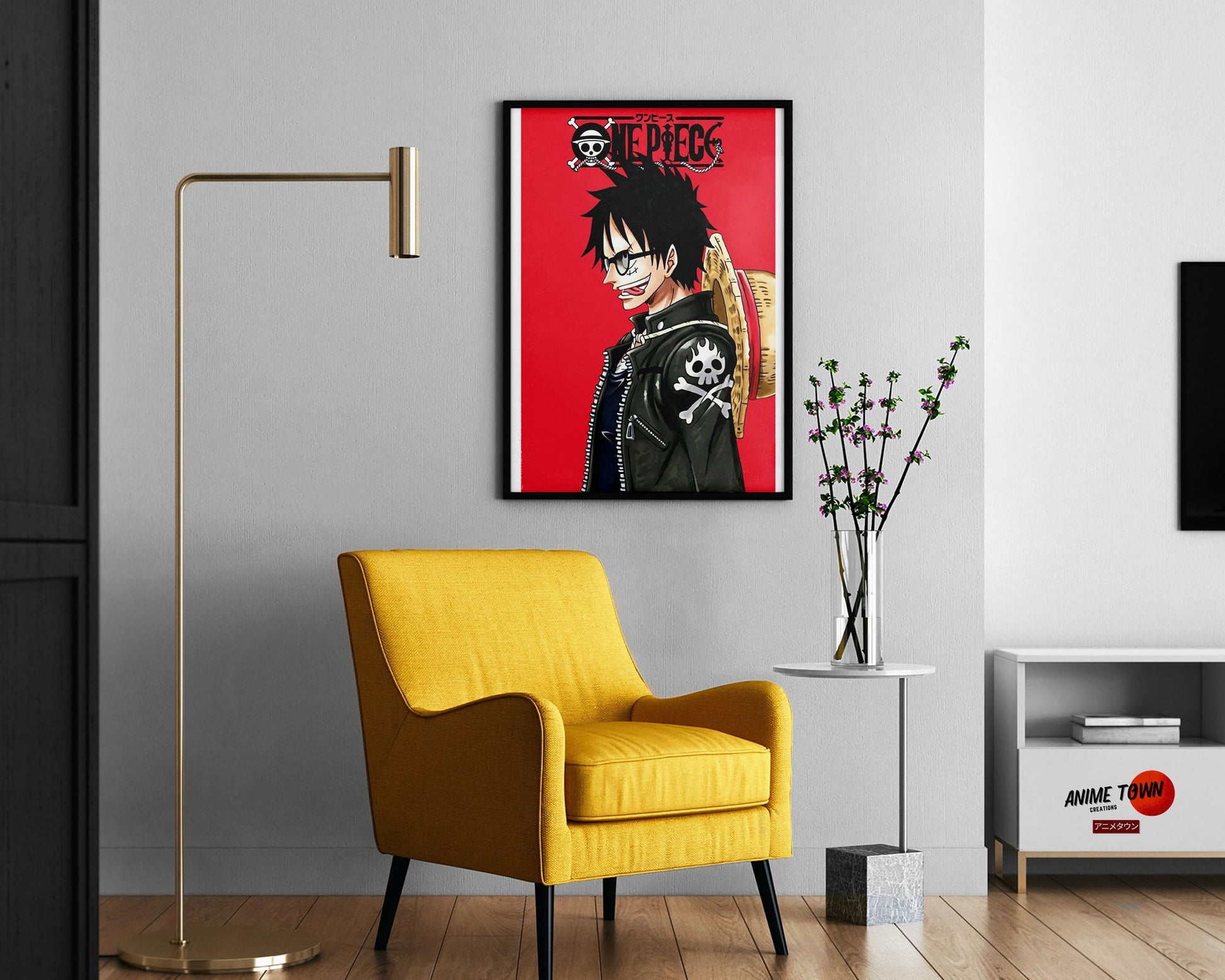 Anime Town Creations Poster One Piece Minimalist Red 11" x 17" Home Goods - Anime One Piece Poster