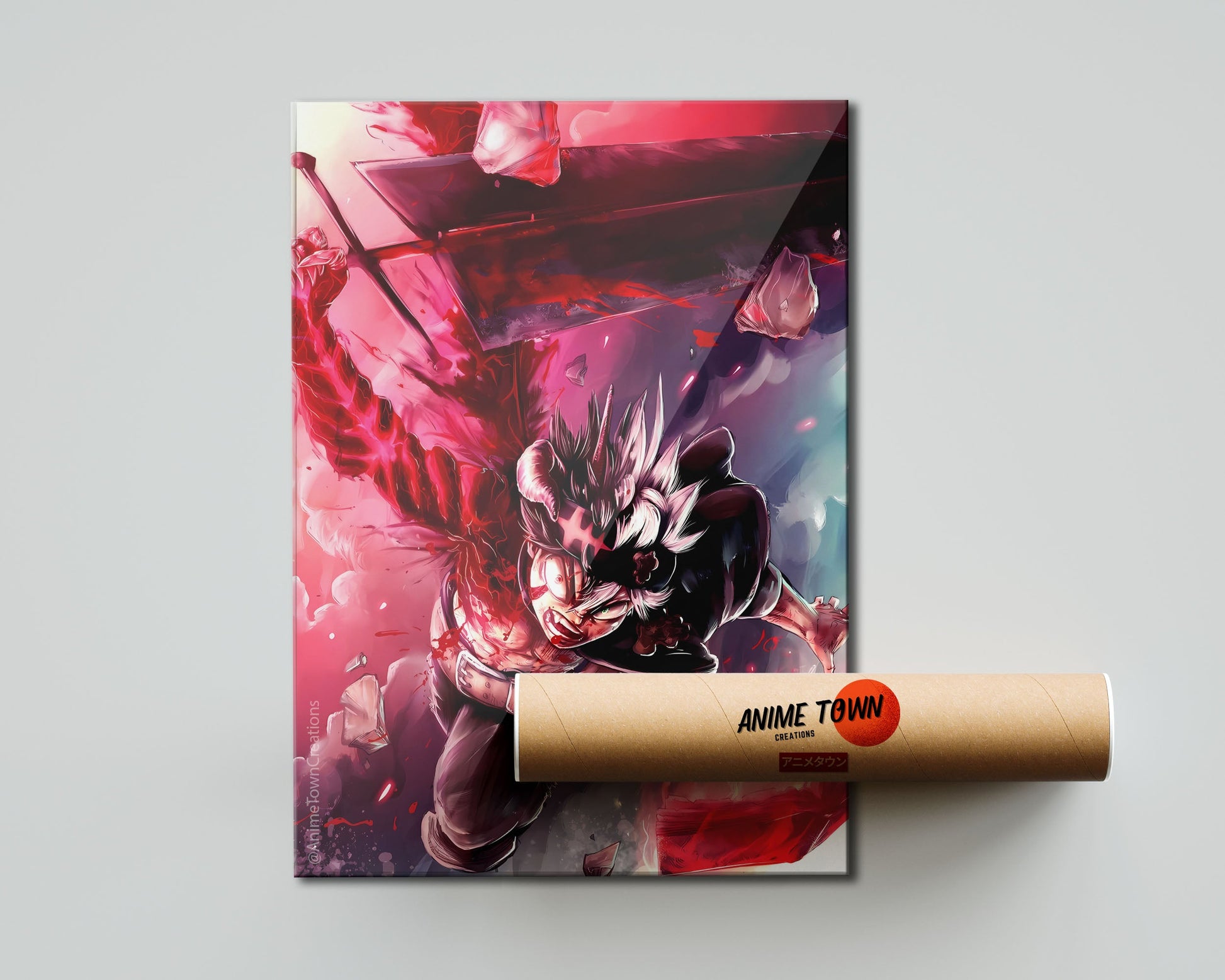 Anime Town Creations Poster Black Clover Asta Artistic Red 5" x 7" Home Goods - Anime Black Clover Poster