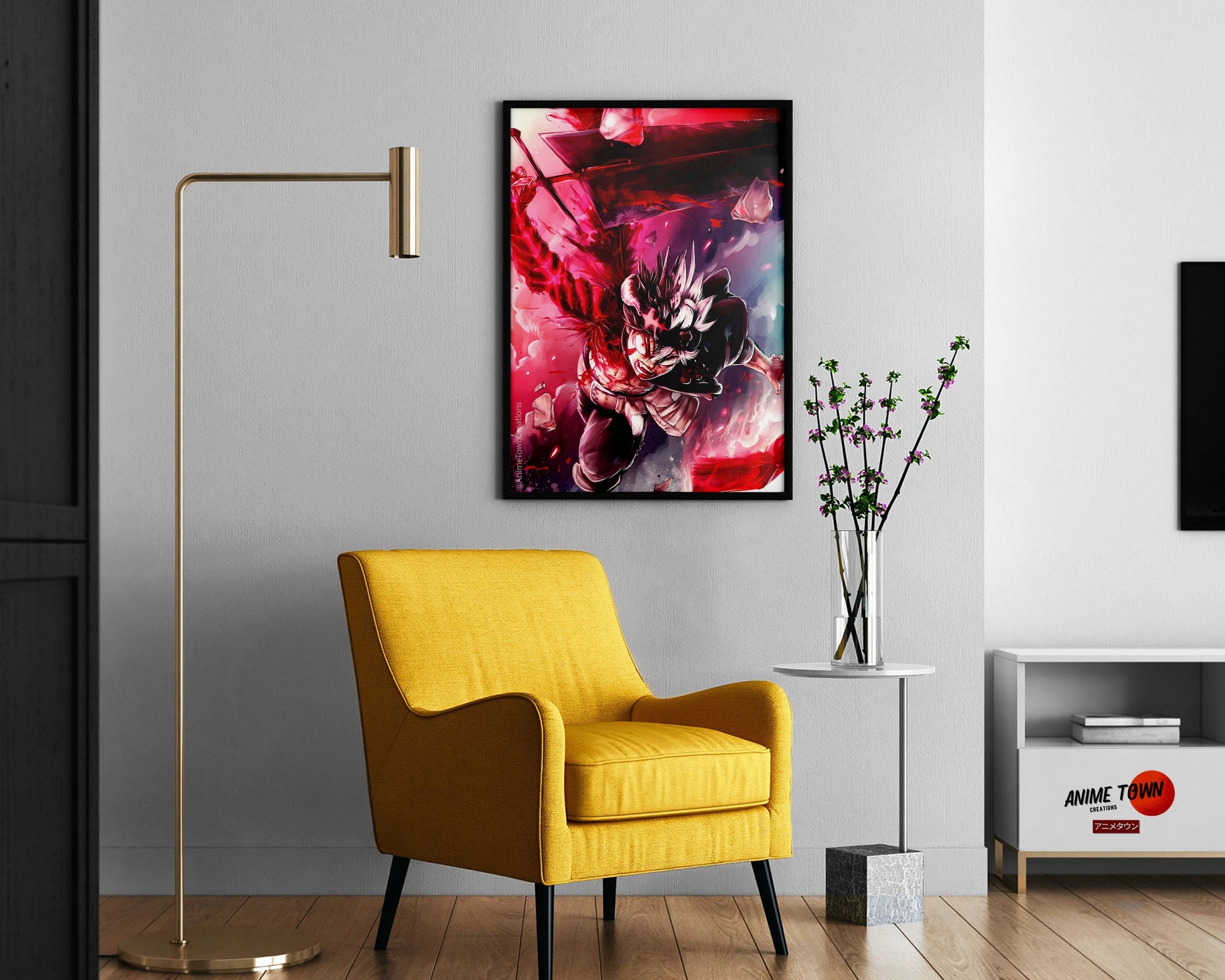 Anime Town Creations Poster Black Clover Asta Artistic Red 11" x 17" Home Goods - Anime Black Clover Poster