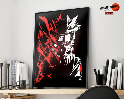 Anime Town Creations Poster Naruto Nine Tailed Fox Cloak 5" x 7" Home Goods - Anime Naruto Poster