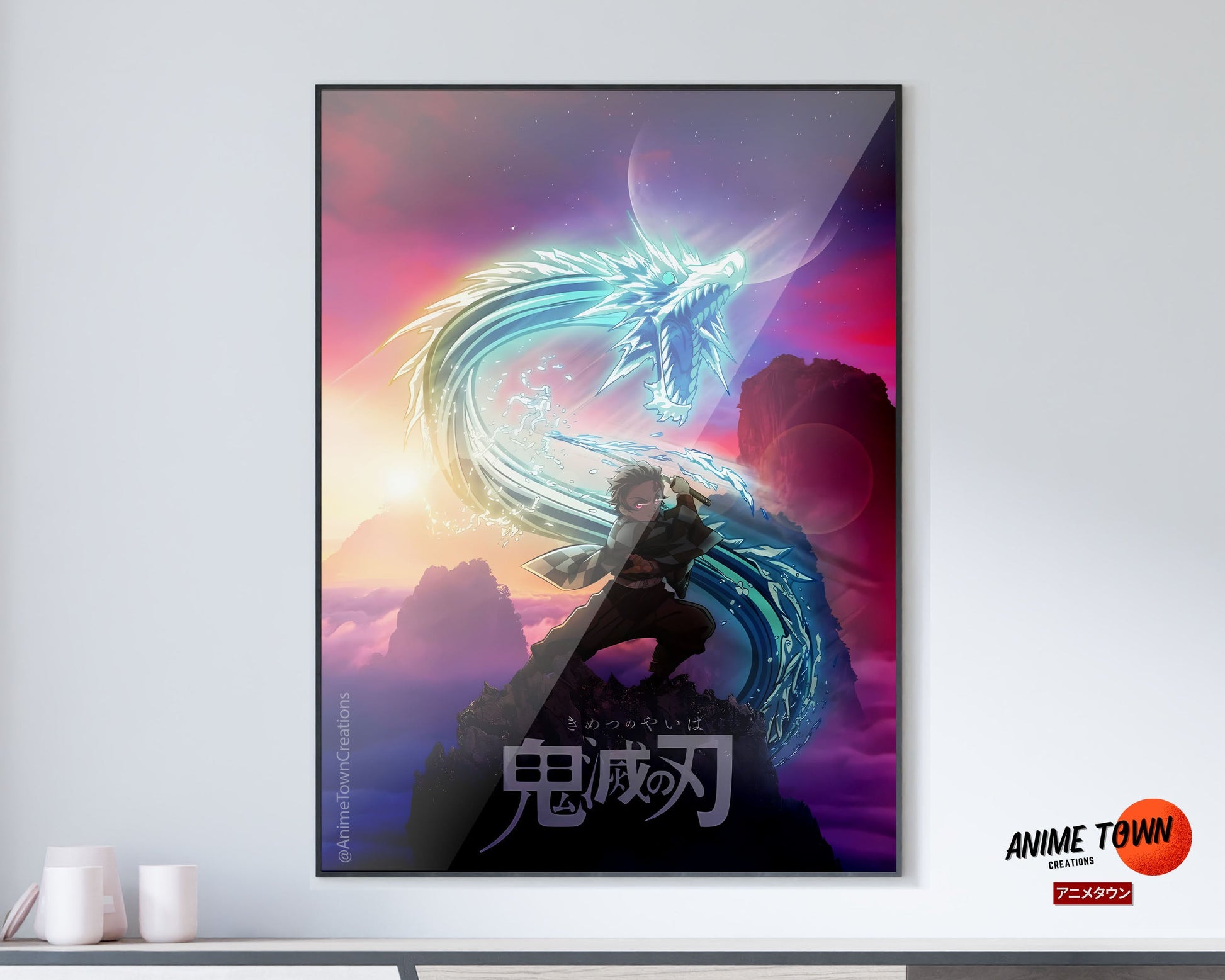 Anime Town Creations Poster Demon Slayer Tanjiro Water Breathing 11" x 17" Home Goods - Anime Demon Slayer Poster