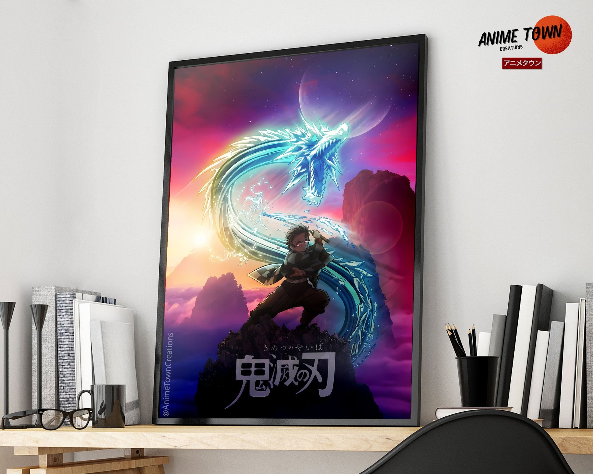 Anime Town Creations Poster Demon Slayer Tanjiro Water Breathing 5" x 7" Home Goods - Anime Demon Slayer Poster
