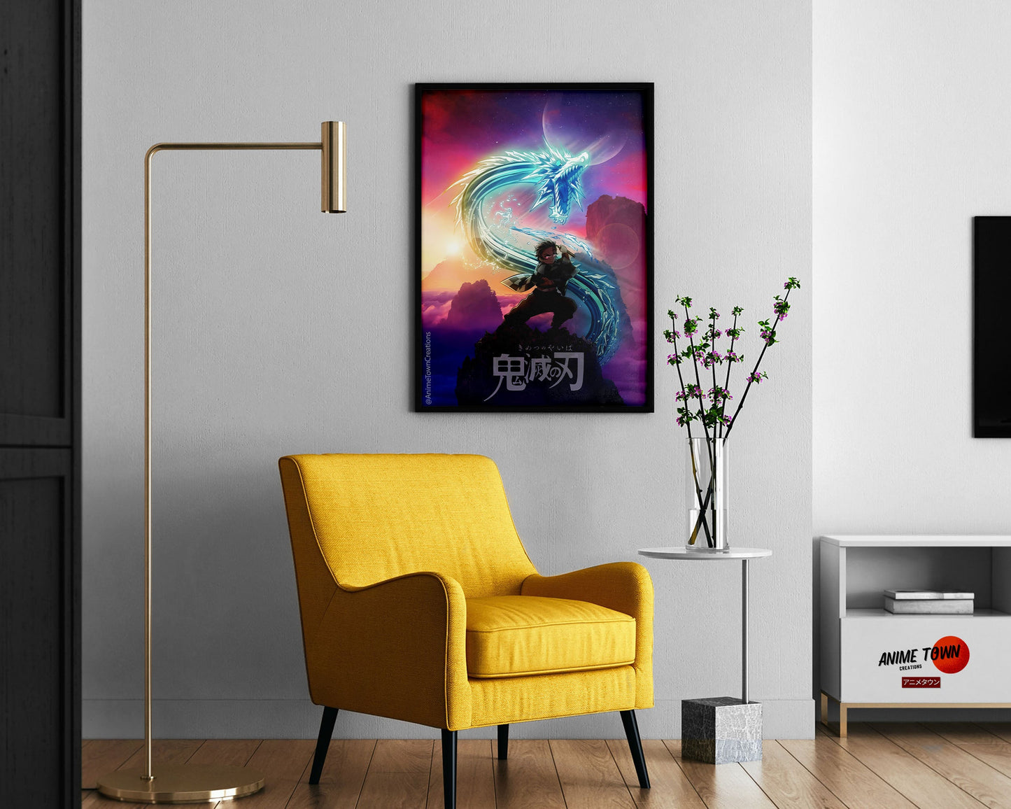 Anime Town Creations Poster Demon Slayer Tanjiro Water Breathing 11" x 17" Home Goods - Anime Demon Slayer Poster