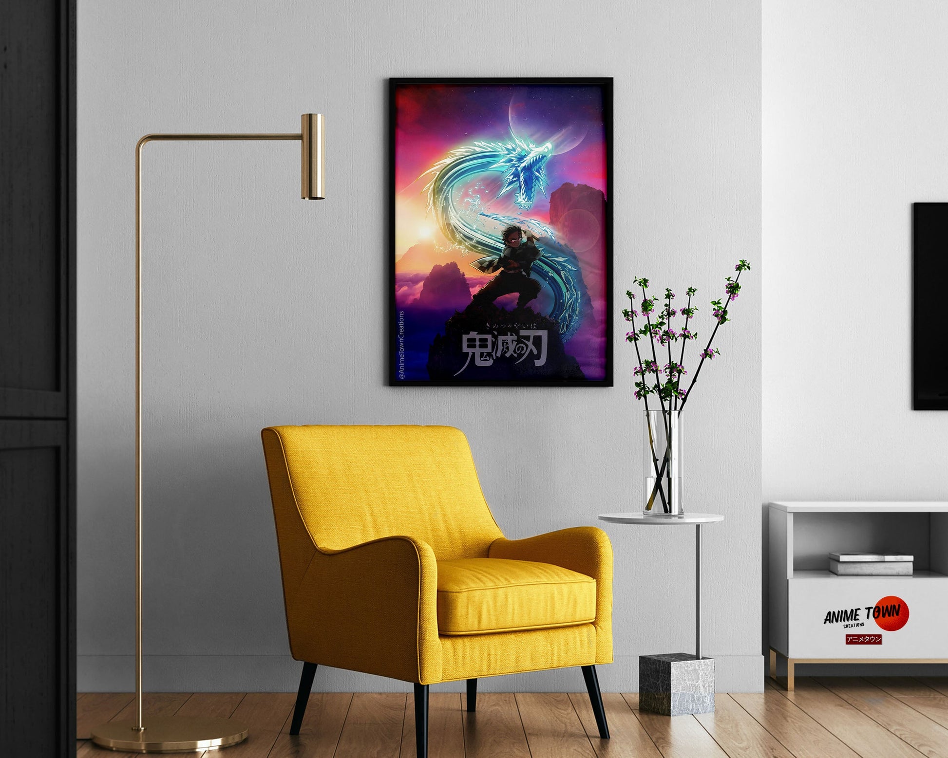 Anime Town Creations Poster Demon Slayer Tanjiro Water Breathing 11" x 17" Home Goods - Anime Demon Slayer Poster