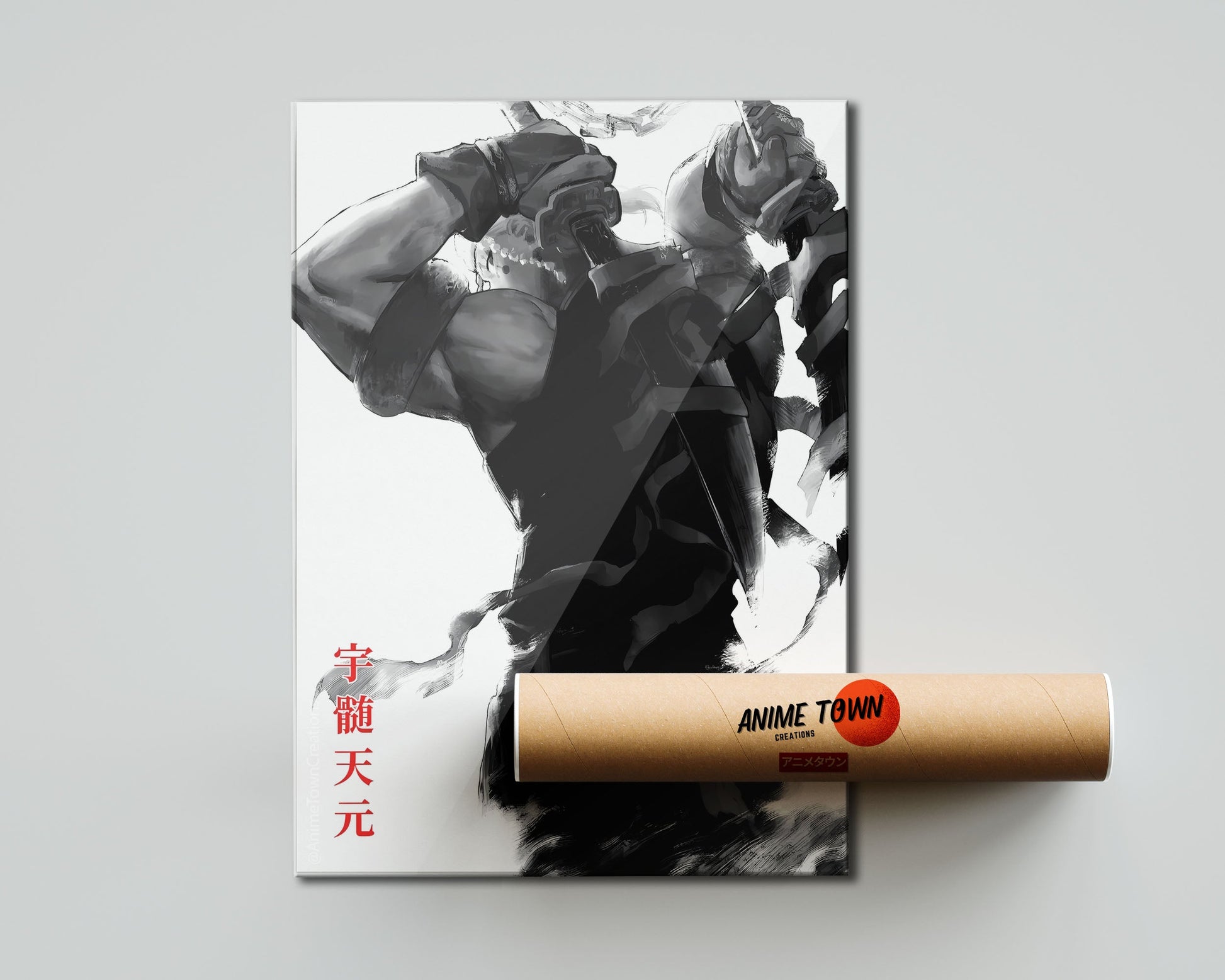 Anime Town Creations Poster Demon Slayer Tengen Black and White 5" x 7" Home Goods - Anime Demon Slayer Poster