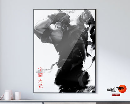 Anime Town Creations Poster Demon Slayer Tengen Black and White 11" x 17" Home Goods - Anime Demon Slayer Poster