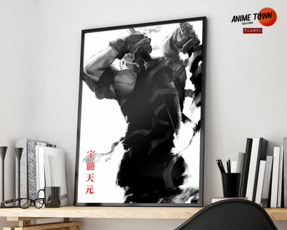 Anime Town Creations Poster Demon Slayer Tengen Black and White 5" x 7" Home Goods - Anime Demon Slayer Poster