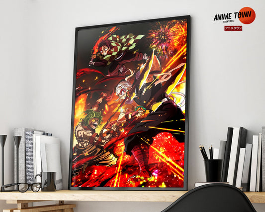 Anime Town Creations Poster Demon Slayer Daki Tajiro Tengen Uzui Gyutaro 5" x 7" Home Goods - Anime Demon Slayer Poster