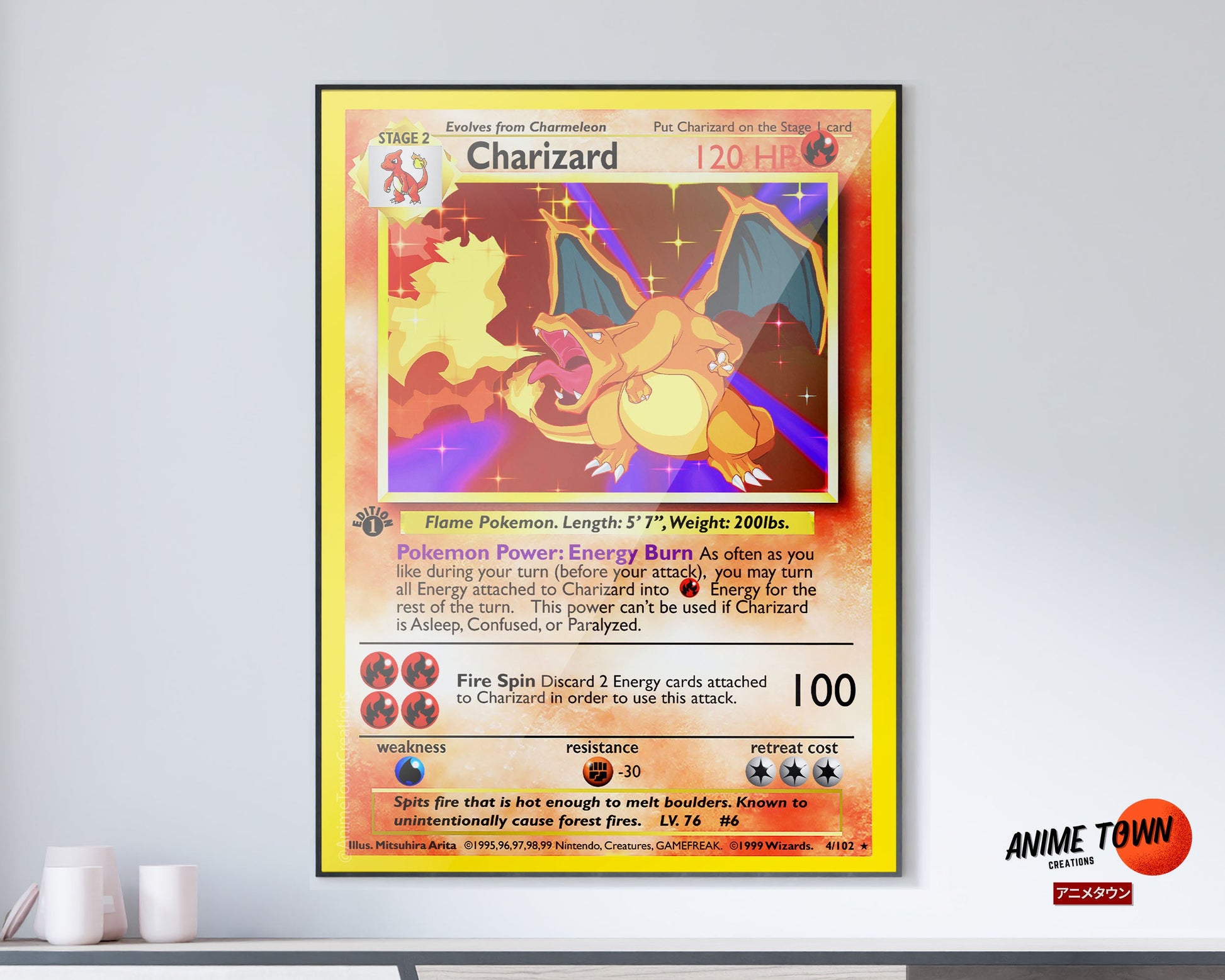Charizard Pokemon Card Poster Anime Town Creations Charizard Pokemon Card Poster Anime Town Creations