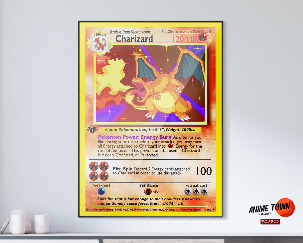 Charizard Pokemon Card Poster – Anime Town Creations
