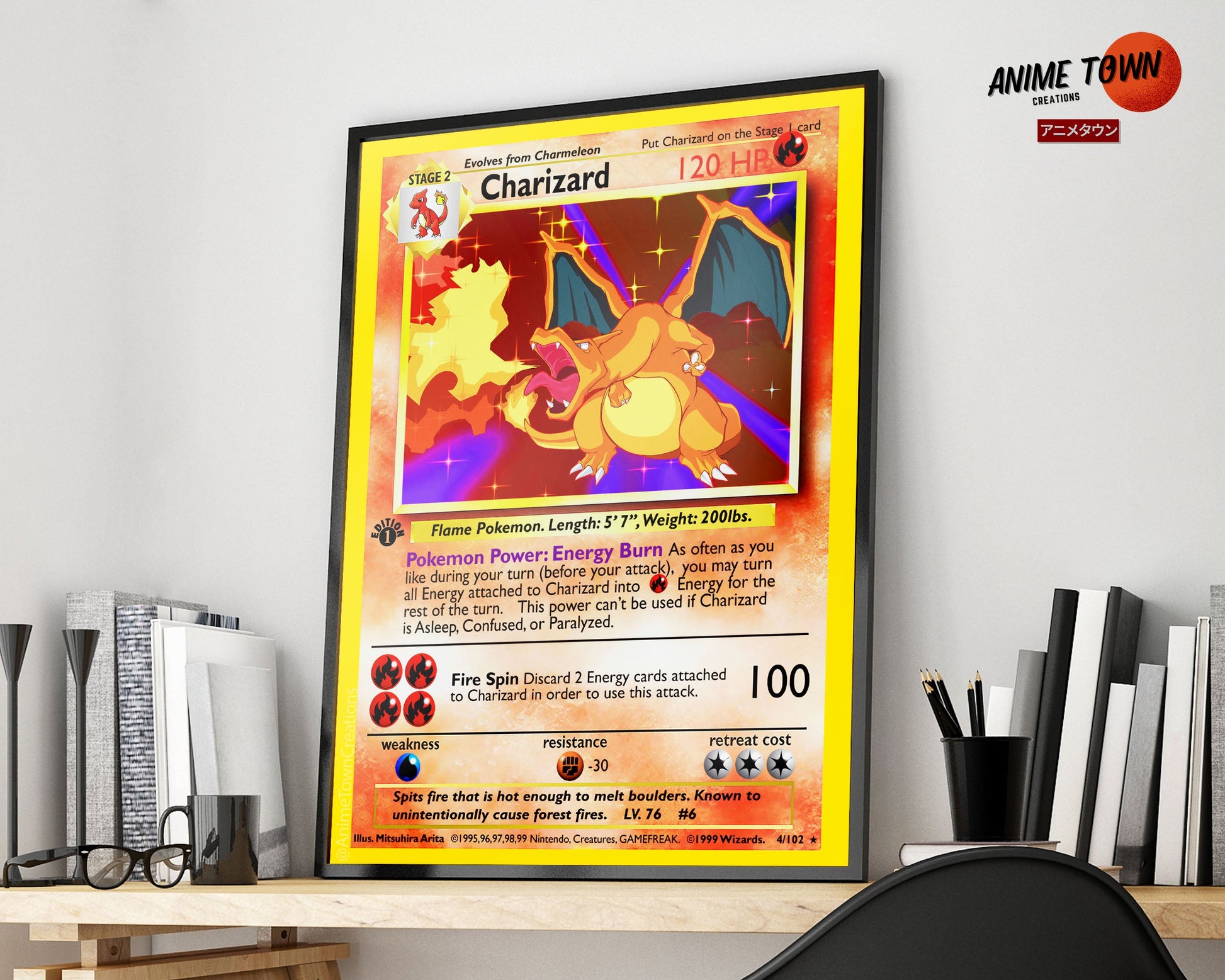Charizard Pokemon Card Poster Anime Town Creations Charizard Pokemon Card Poster Anime Town Creations