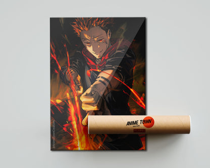 Anime Town Creations Poster Jujutsu Kaisen Sukuna Flame Arrow Fuga 5" x 7" Home Goods - Anime Jujutsu Kaisen Poster
