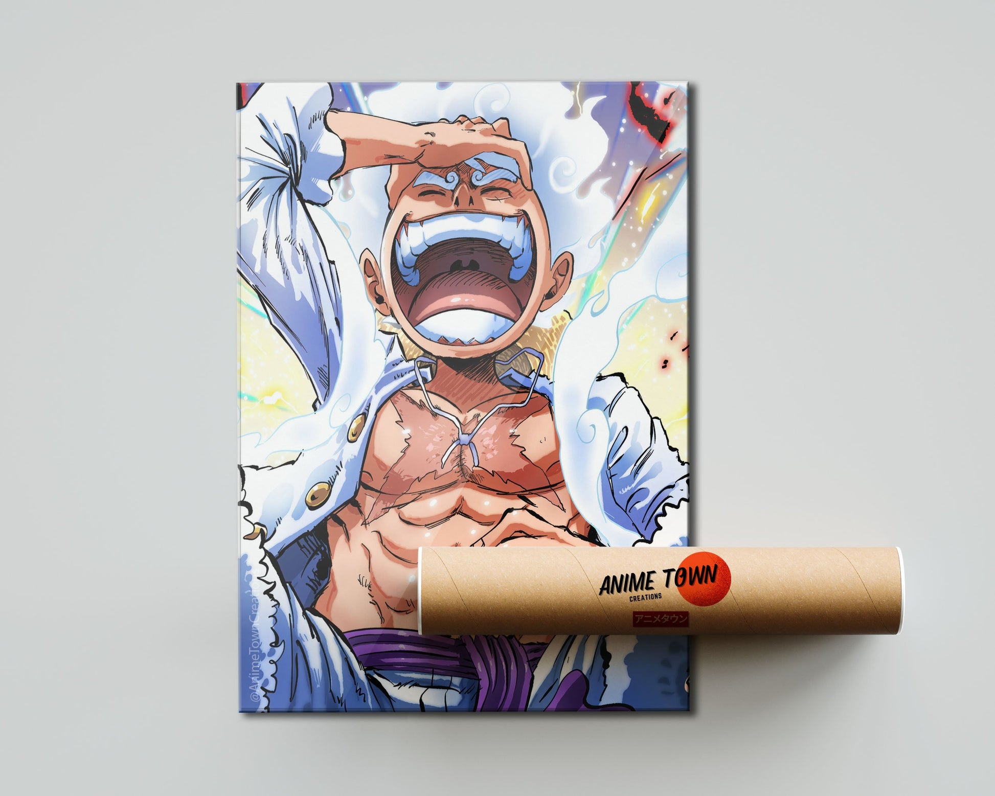 Anime Town Creations Poster One Piece Luffy Gear 5 Awakening 5" x 7" Home Goods - Anime One Piece Poster
