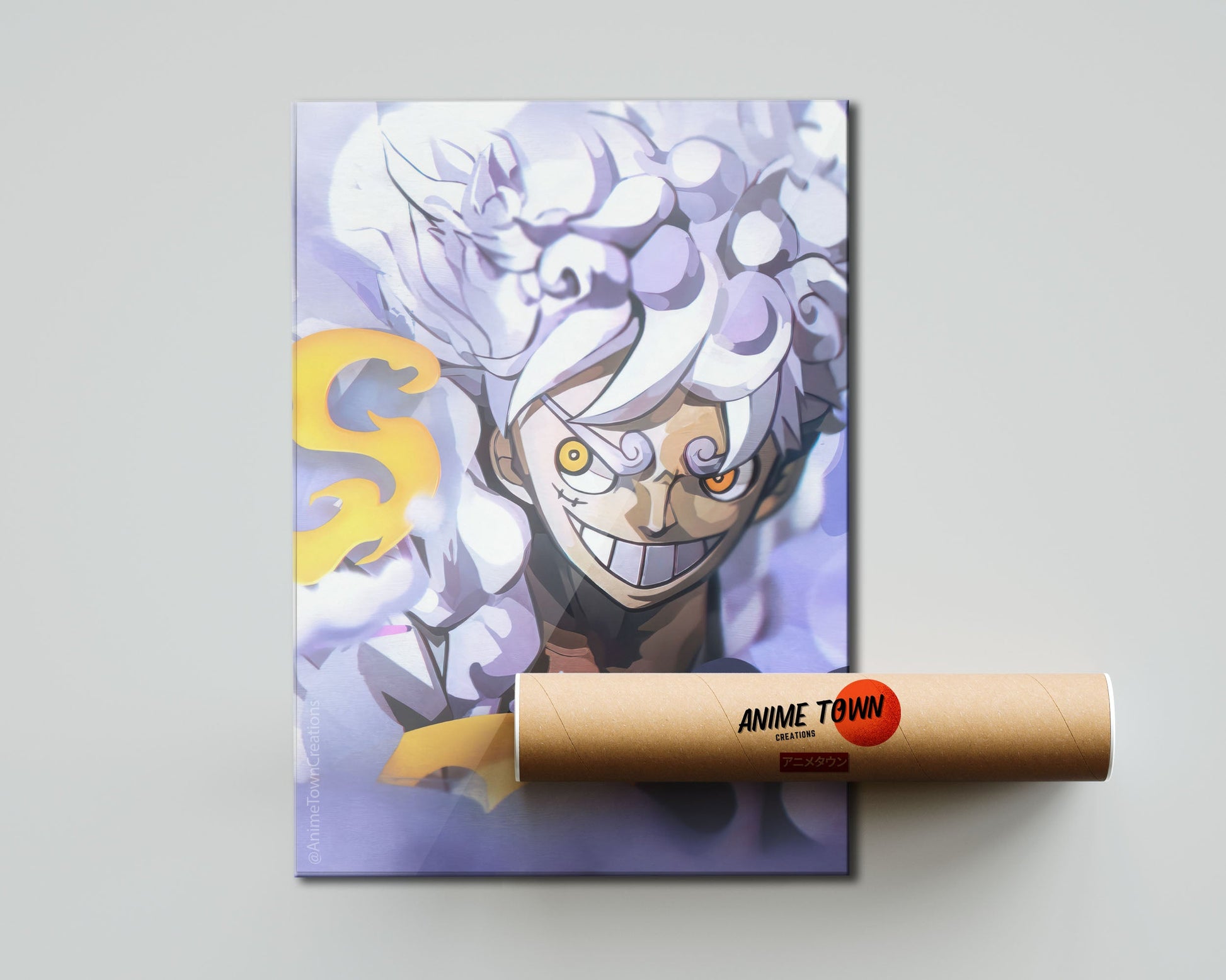 Anime Town Creations Poster One Piece Luffy Gear 5 White 5" x 7" Home Goods - Anime One Piece Poster