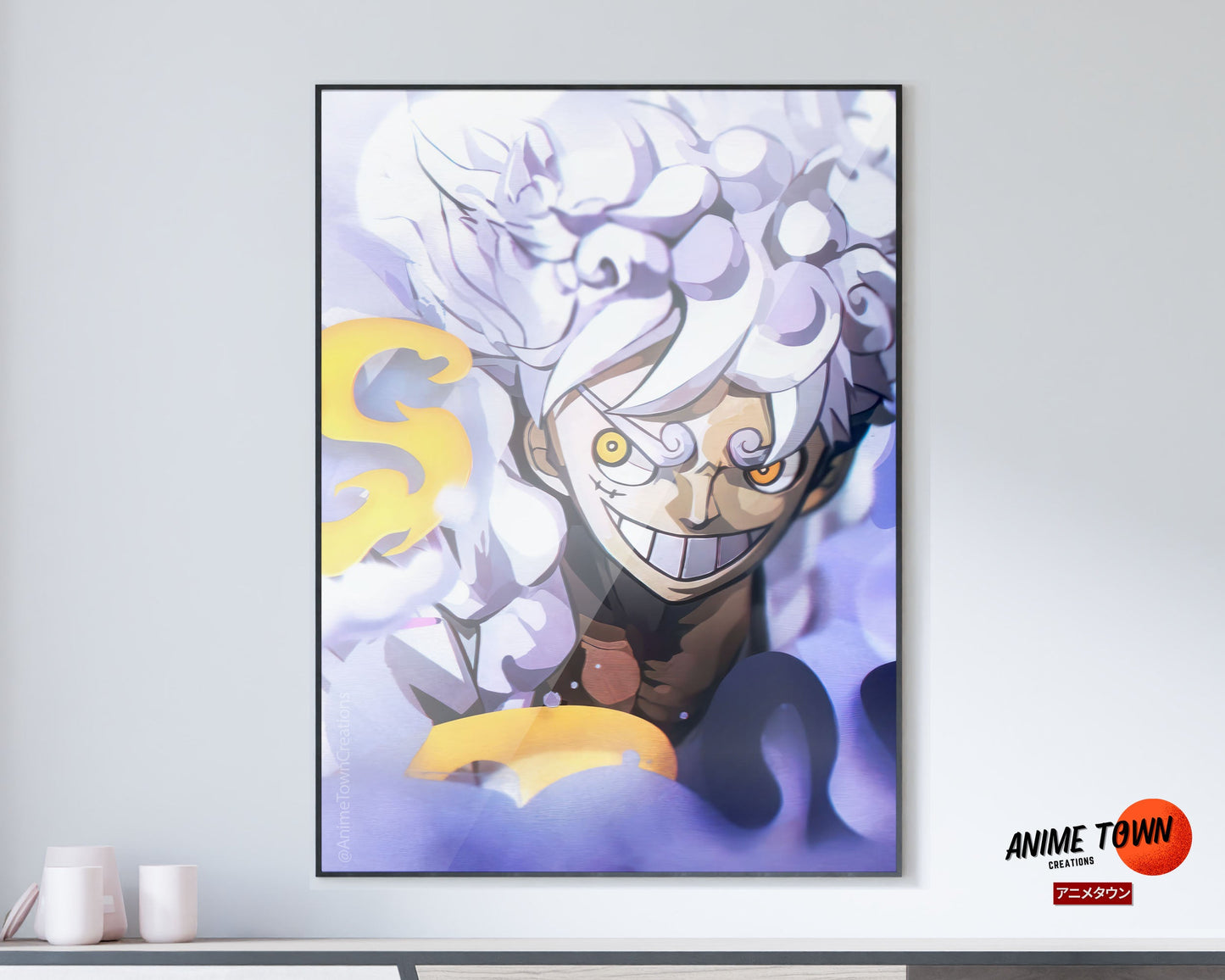 Anime Town Creations Poster One Piece Luffy Gear 5 White 5" x 7" Home Goods - Anime One Piece Poster