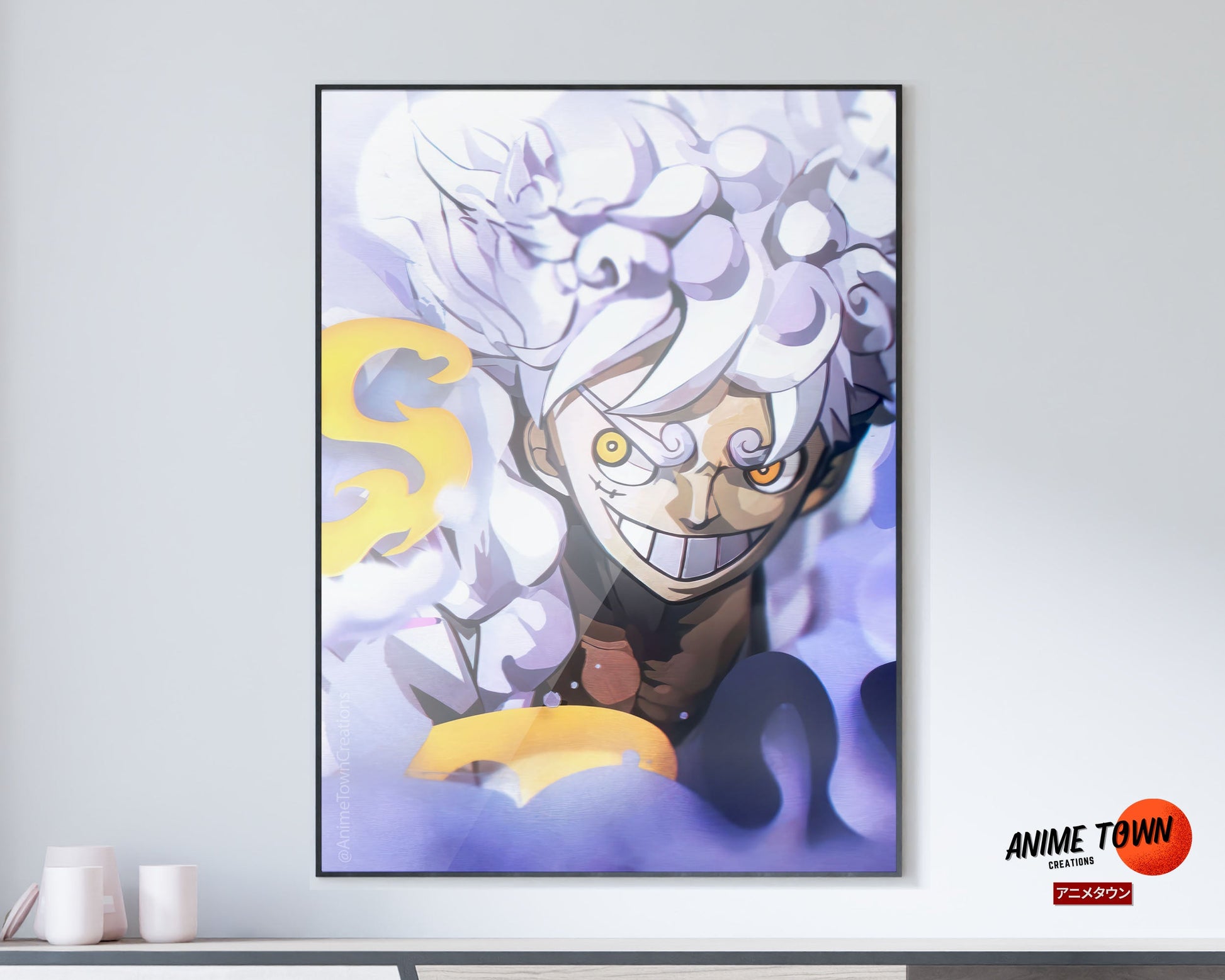 Anime Town Creations Poster One Piece Luffy Gear 5 White 11" x 17" Home Goods - Anime One Piece Poster