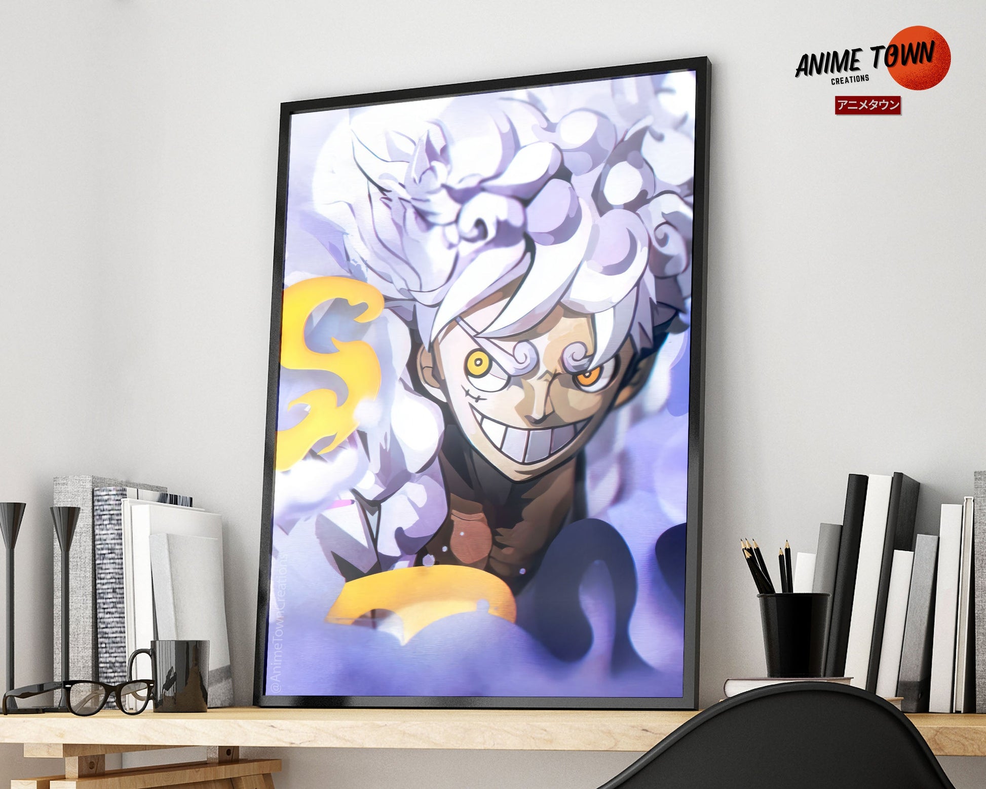 Anime Town Creations Poster One Piece Luffy Gear 5 White 5" x 7" Home Goods - Anime One Piece Poster