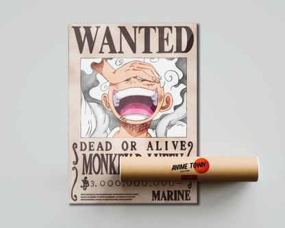 Anime Town Creations Poster One Piece Luffy Gear 5 Wanted 5" x 7" Home Goods -   Poster