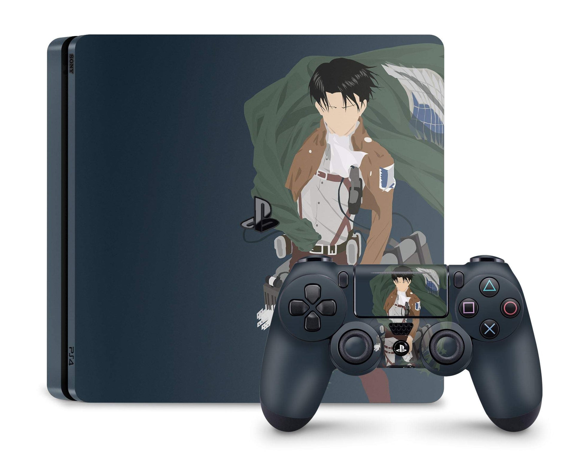 PlayStation PS4 Attack on Titan Levi Ackerman Navy Blue PS4 Skins - Anime Attack on Titan Skin