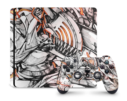 Anime Town Creations PS4 Chainsaw Man Denji Black and White PS4 Skins - Anime Chainsaw Man PS4 Skin