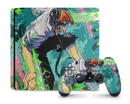 Anime Town Creations PS4 Chainsaw Man Neon Denji PS4 Skins - Anime Chainsaw Man PS4 Skin