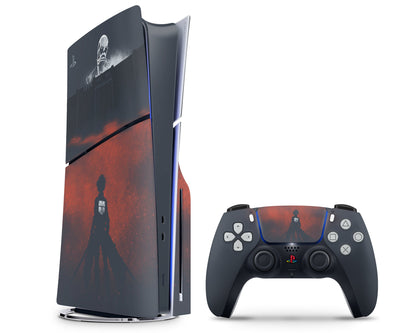 Anime Town Creations PS5 Slim Attack On Titan Wall PS5 Slim Skins - Anime Attack on Titan PS5 Slim Skin