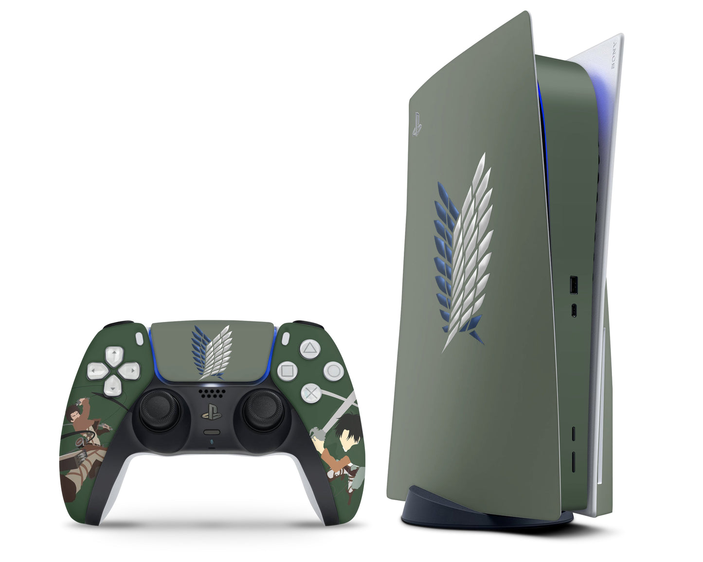 PlayStation PS5 Attack On Titan Survey Corps Green Minimalistic PS5 Skins - Anime Attack on Titan Skin